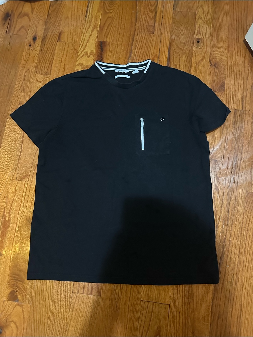 Calvin Klein Black Short-Sleeve Tee with Zipper Chest Pocket